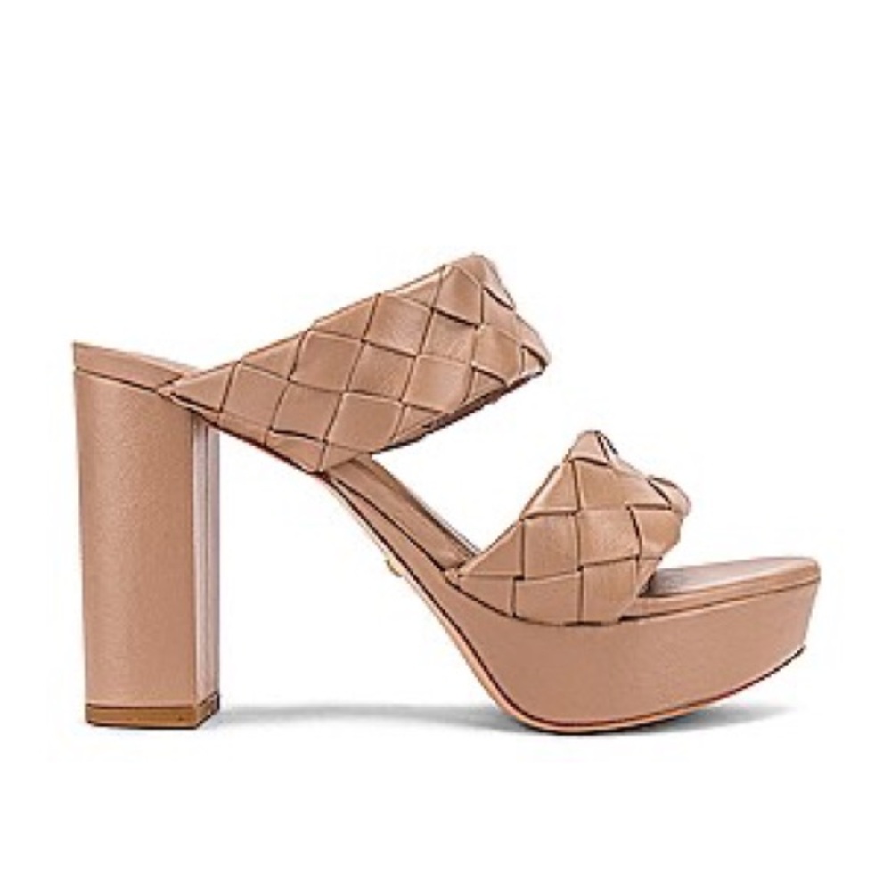 RAYE Remy Heel in Nude PLATFORM WOVEN CHUNKY HEEL 8.5 SUMMER SANDAL